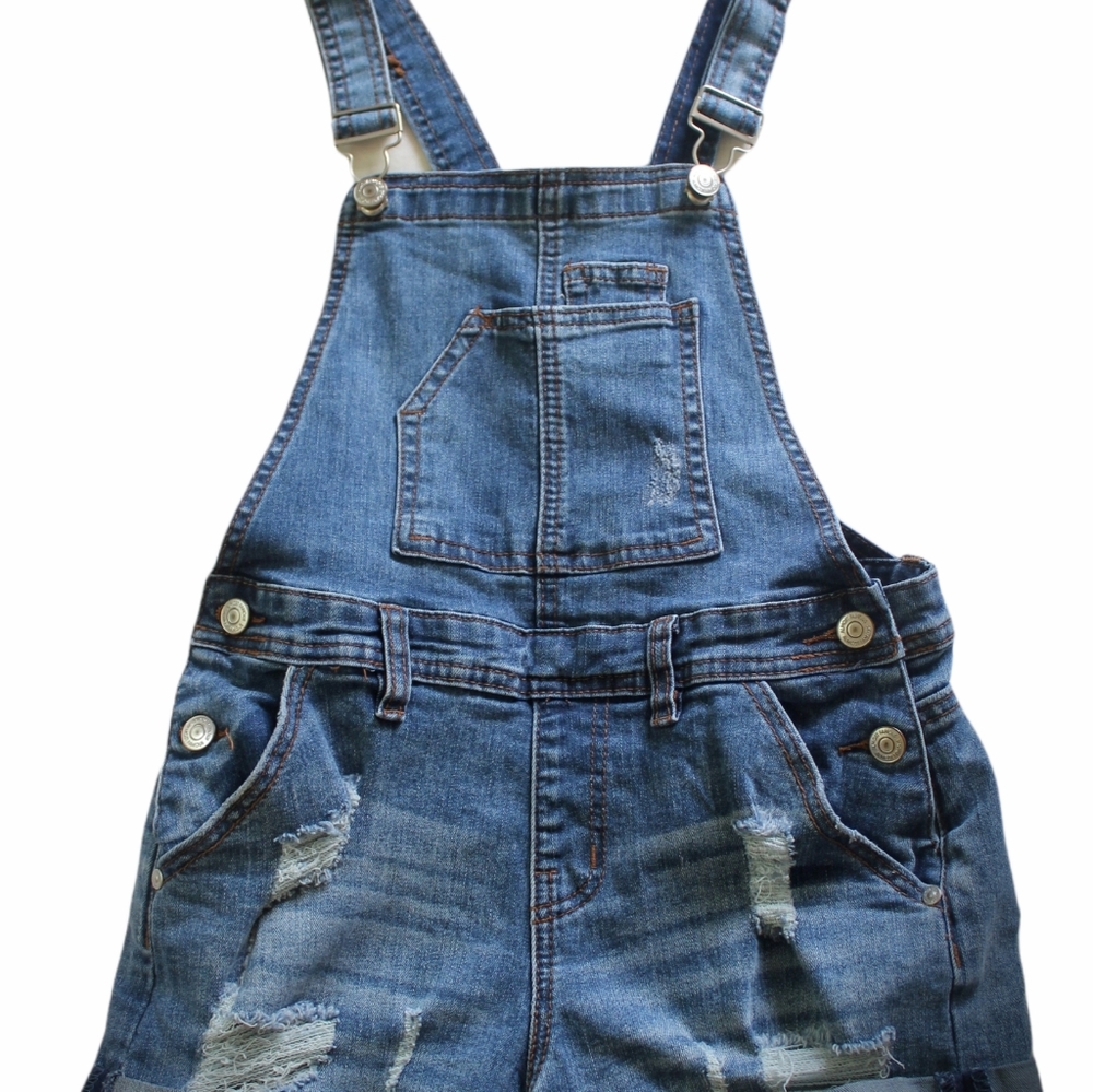 Almost Famous Denim Overalls Distressed Size 3